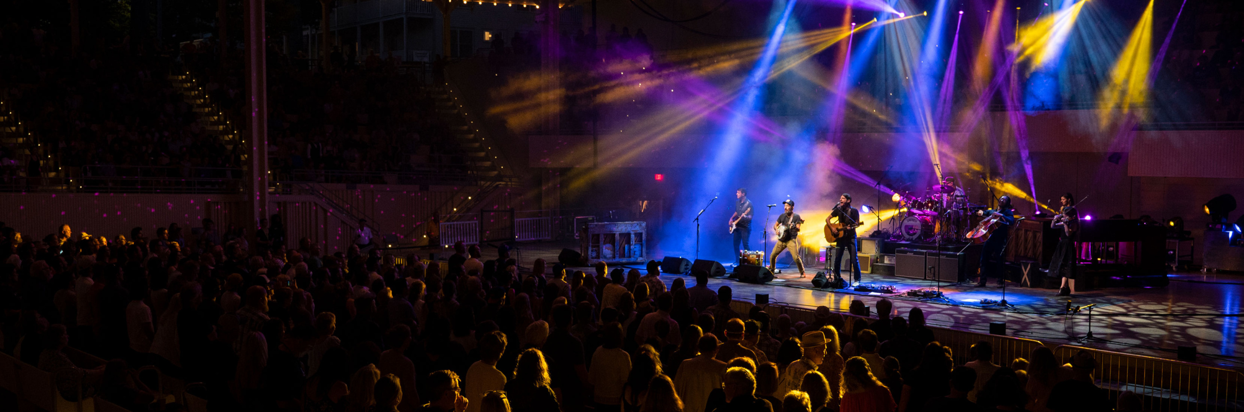 The Avett Brothers performing in the Amphitheater