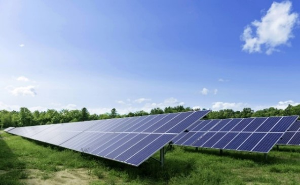 Solar panels in a field