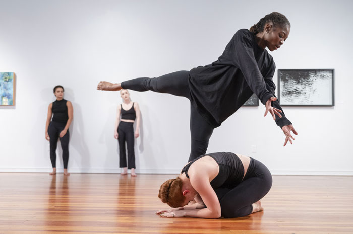 Dancers performing in Strohl Art Center