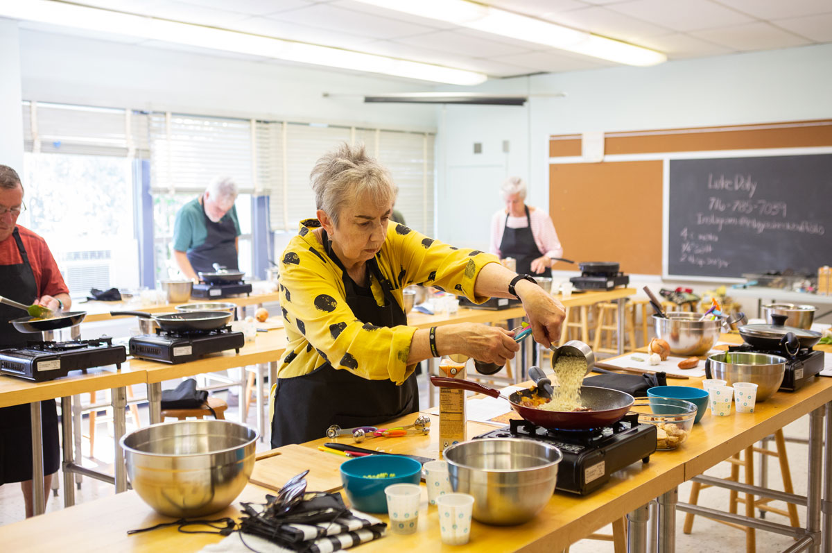 People taking a cooking class