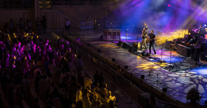 The Avett Brothers performing in the Amphitheater