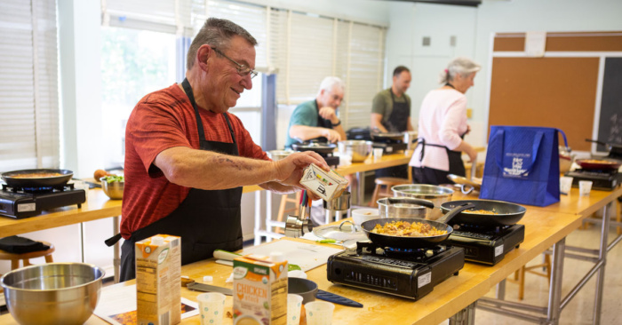 People taking a cooking class