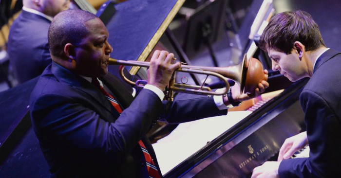 Wynton Marsalis playing the trumpet