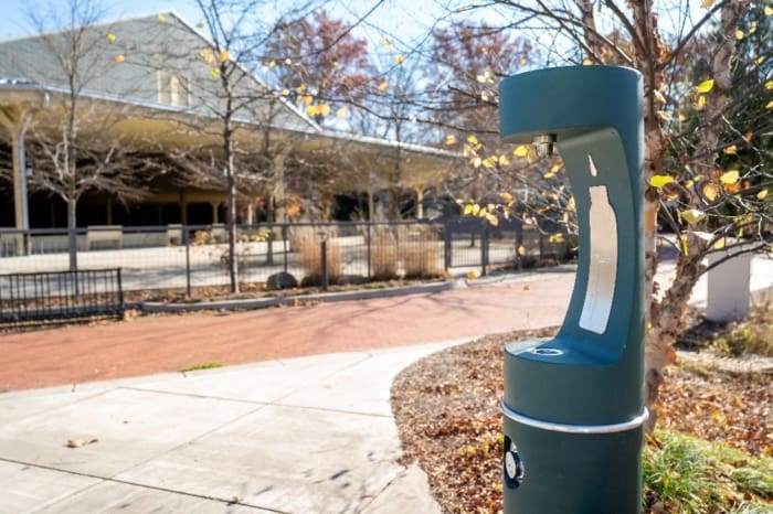 New water refill station on Odland Plaza