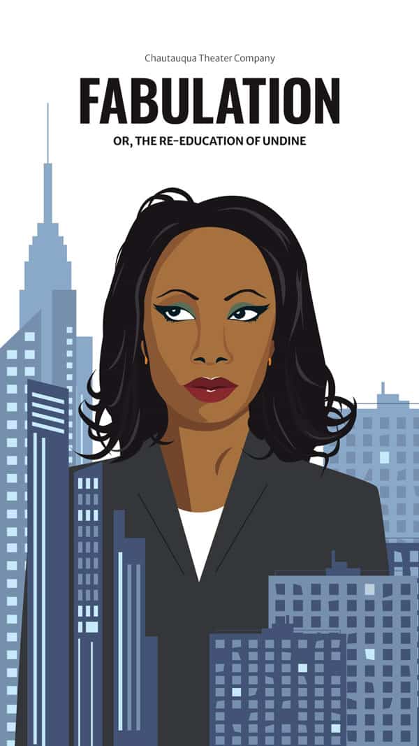 A woman coming out of skyscrappers