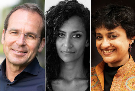 Headshots of Mark Bierkins, Malin Fezhai and Arati Kumar-Rao 