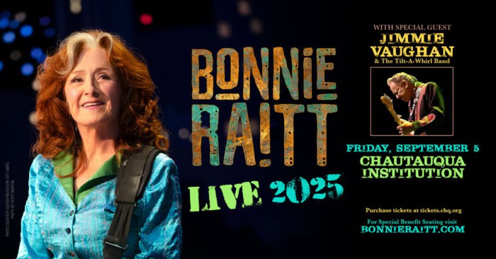 Bonnie Raitt Live 2025 with Special Guest Jimmie Vaughan & The Tilt-A-Whirl Band on Friday, Sept. 5 at Chautauqua Institution