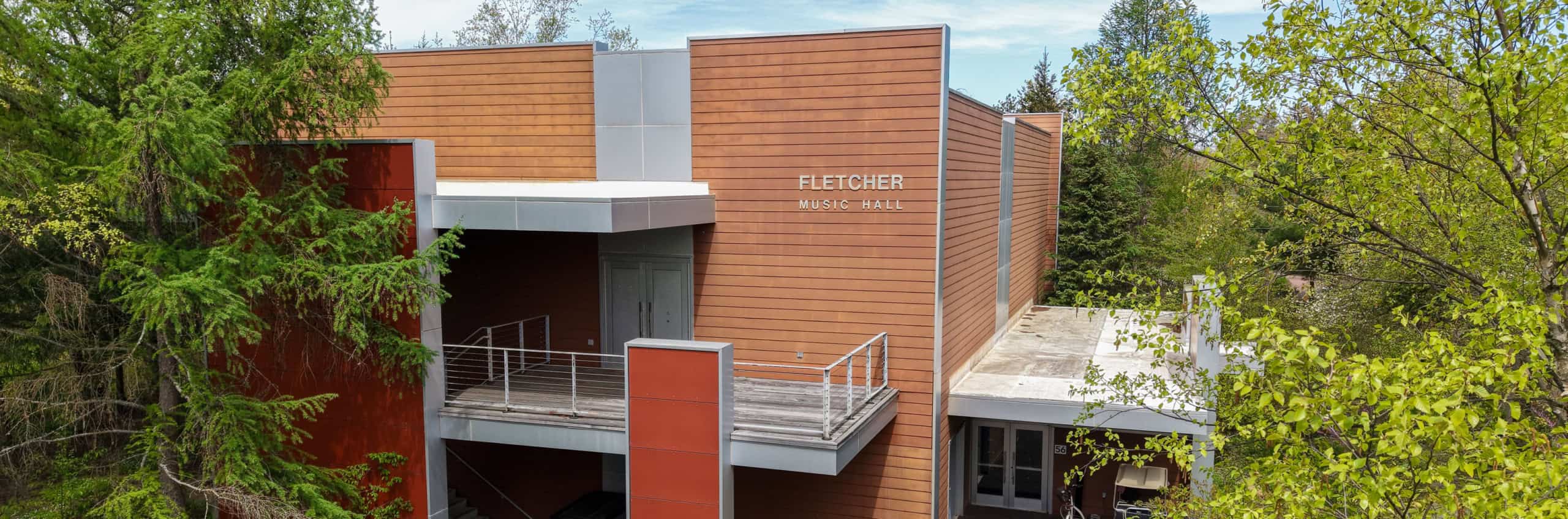 An aerial view of Fletcher Music Hall