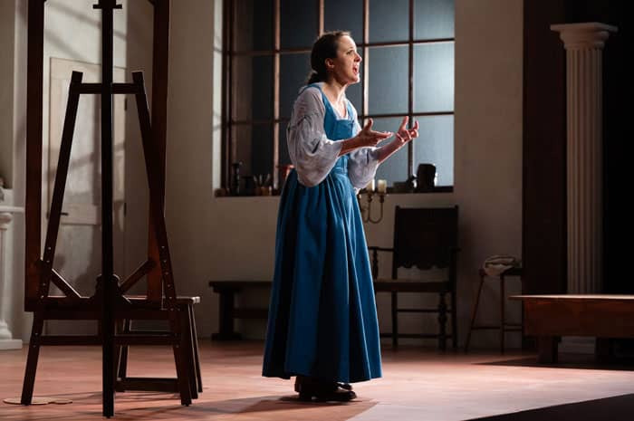 Kate Hamill acting in The Light and The Dark