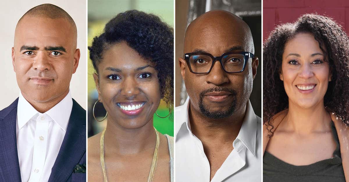 Jade King Carroll, Kwame Alexander, Christopher Jackson, and Candrice Jones headshots