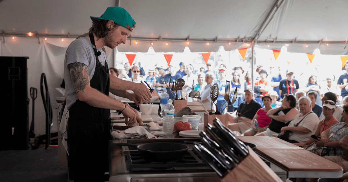 A man doing a cooking demonstration