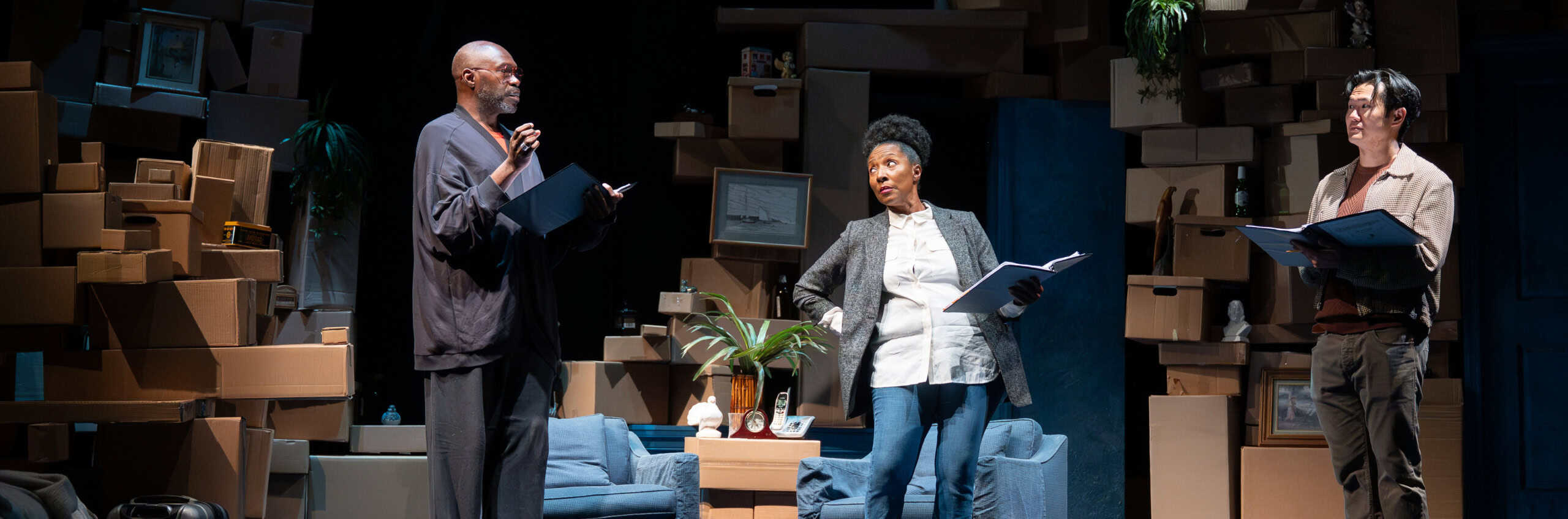 Actors performing in a new play workshop